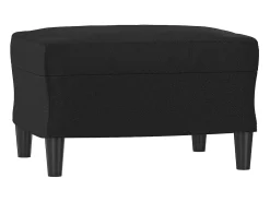 Sillón con taburete cuero sintético negro 60 cm