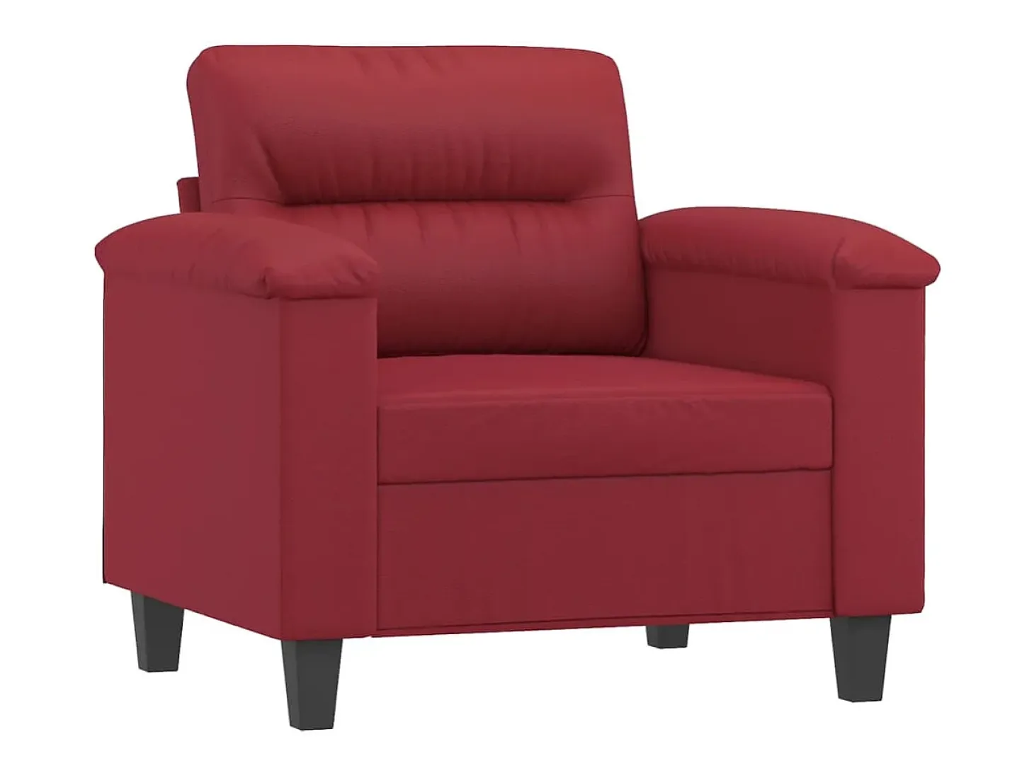 Sillón con taburete cuero sintético rojo tinto 60 cm