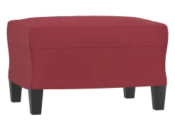 Sillón con taburete cuero sintético rojo tinto 60 cm