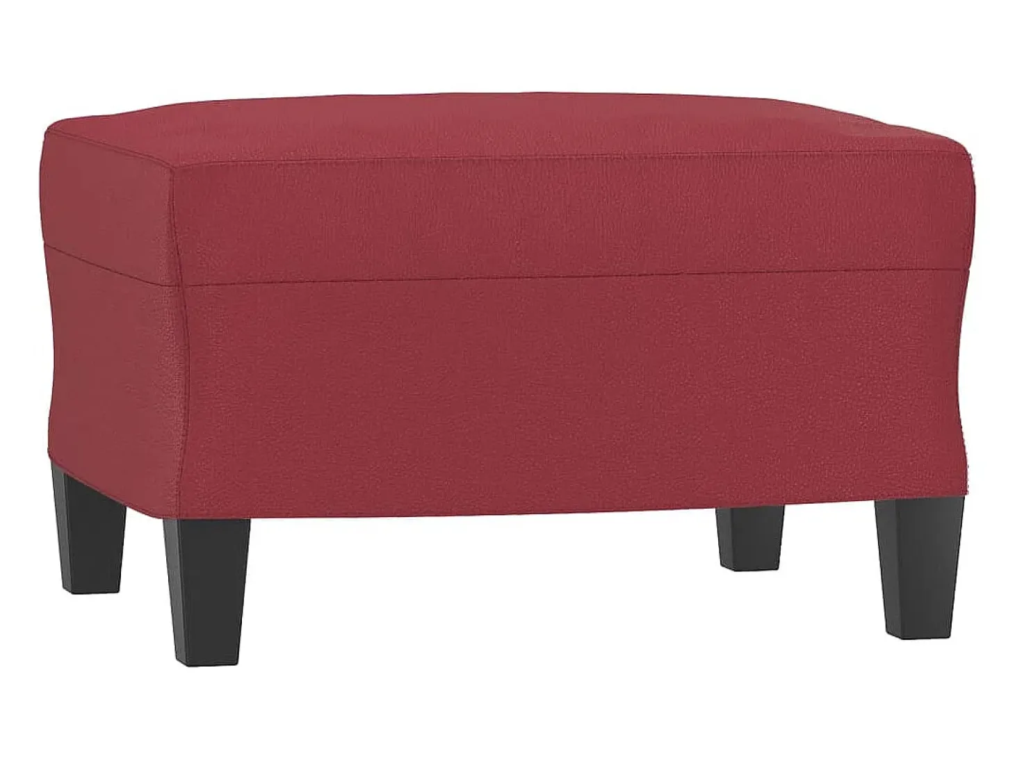 Sillón con taburete cuero sintético rojo tinto 60 cm