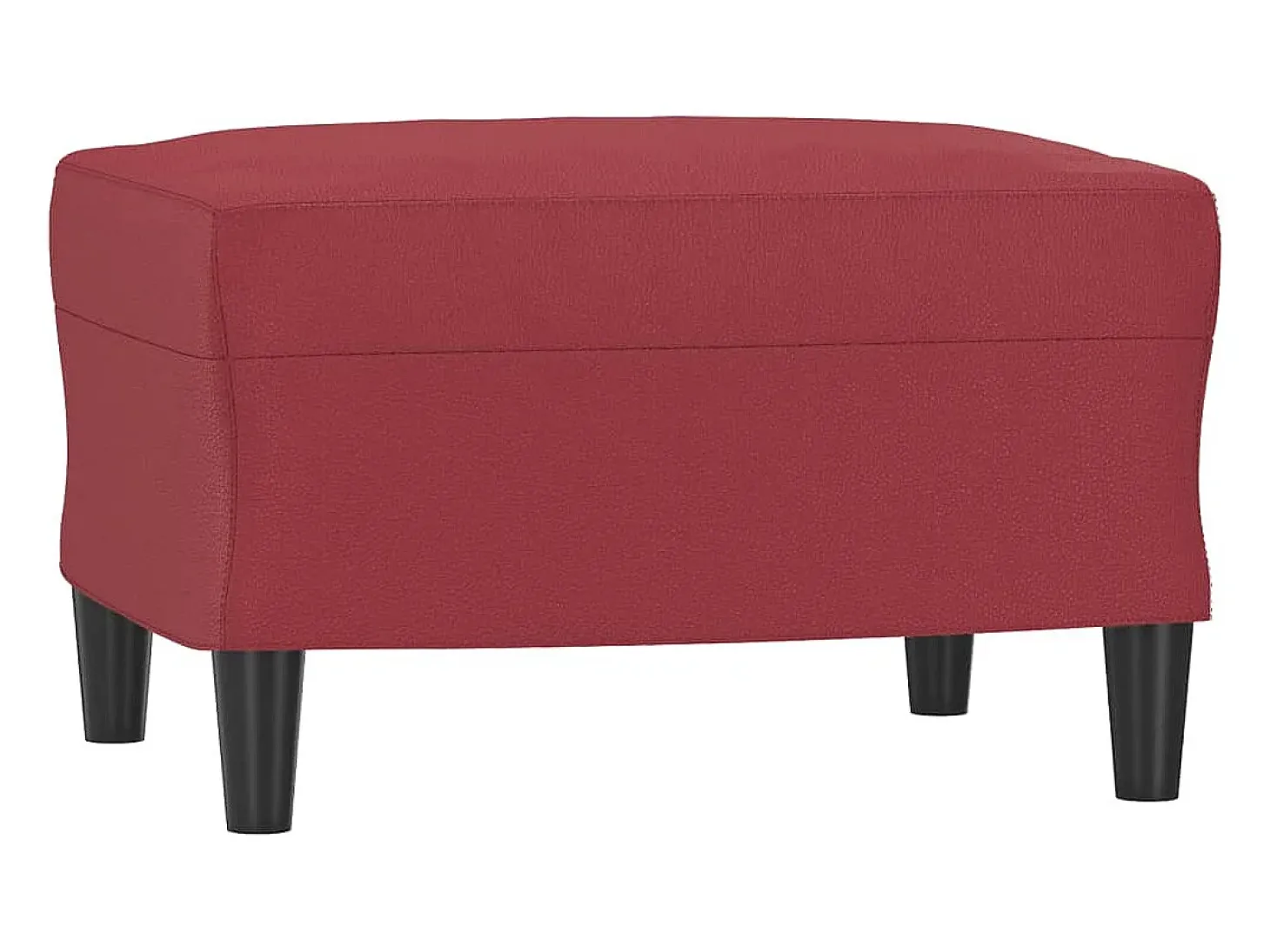 Sillón con taburete cuero sintético rojo tinto 60 cm
