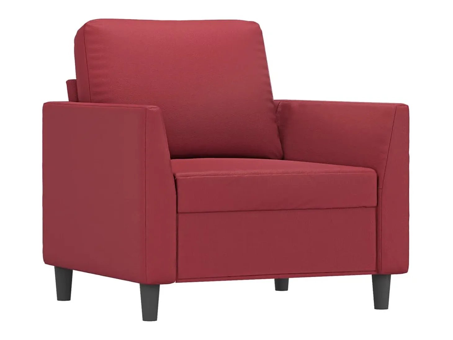 Sillón con taburete cuero sintético rojo tinto 60 cm