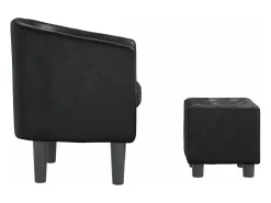 Sillón con taburete cuero sintético negro