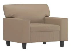 Sillón con taburete cuero sintético color capuchino 60 cm