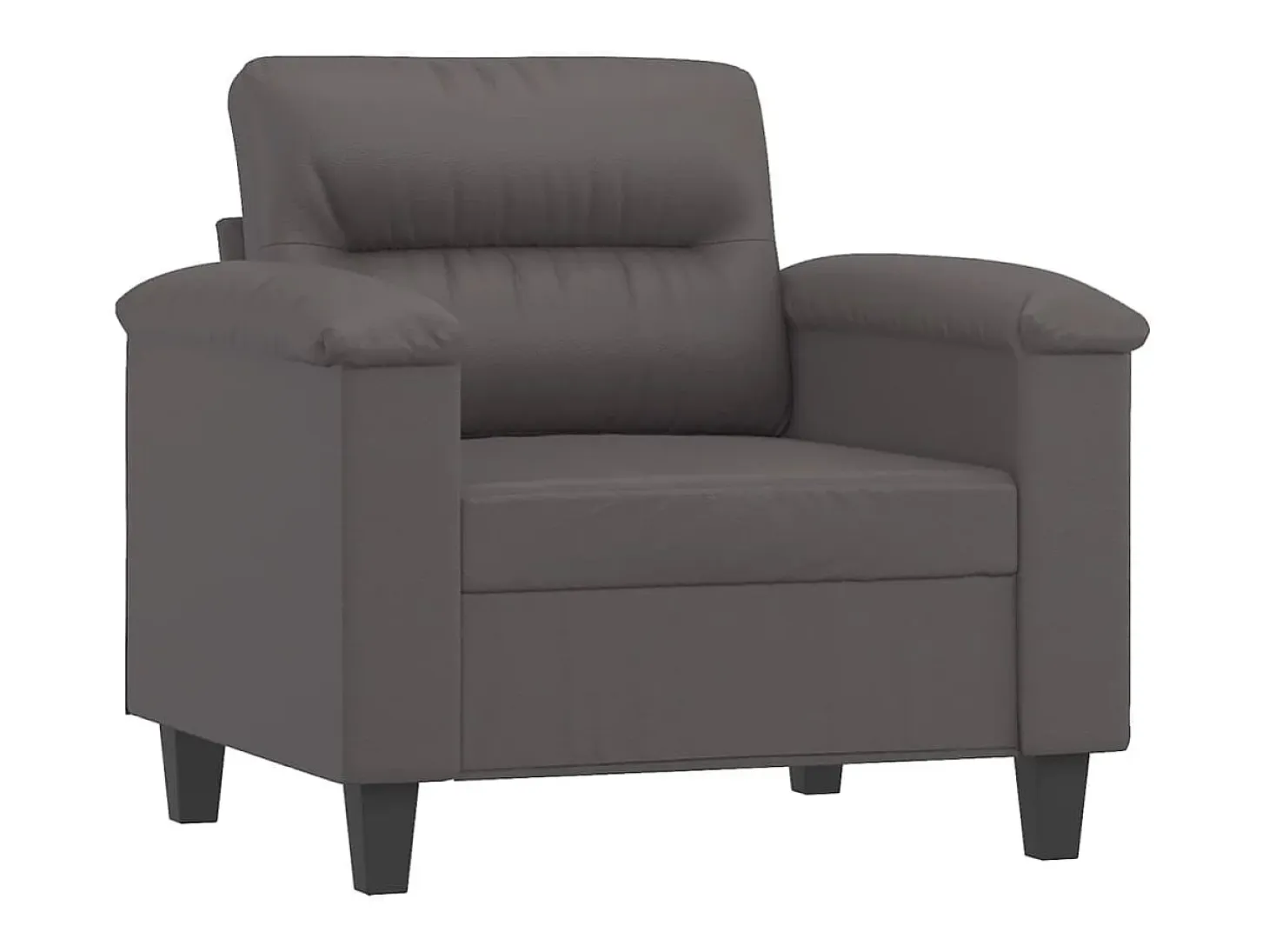 Sillón con taburete cuero sintético gris 60 cm