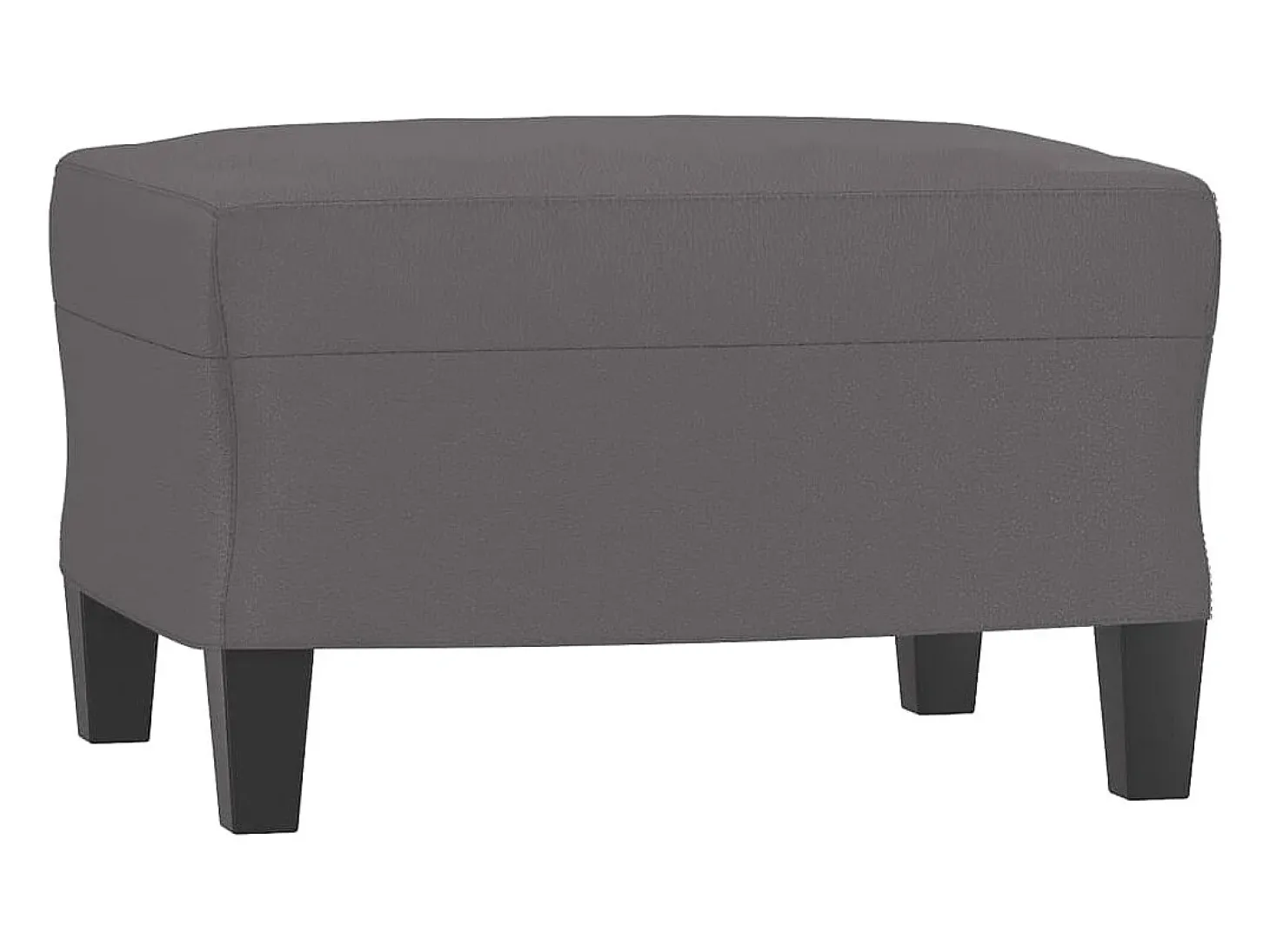 Sillón con taburete cuero sintético gris 60 cm
