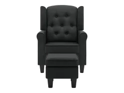 Sillón con taburete reposapiés tela gris oscuro