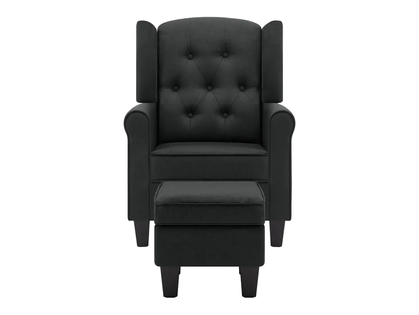 Sillón con taburete reposapiés tela gris oscuro