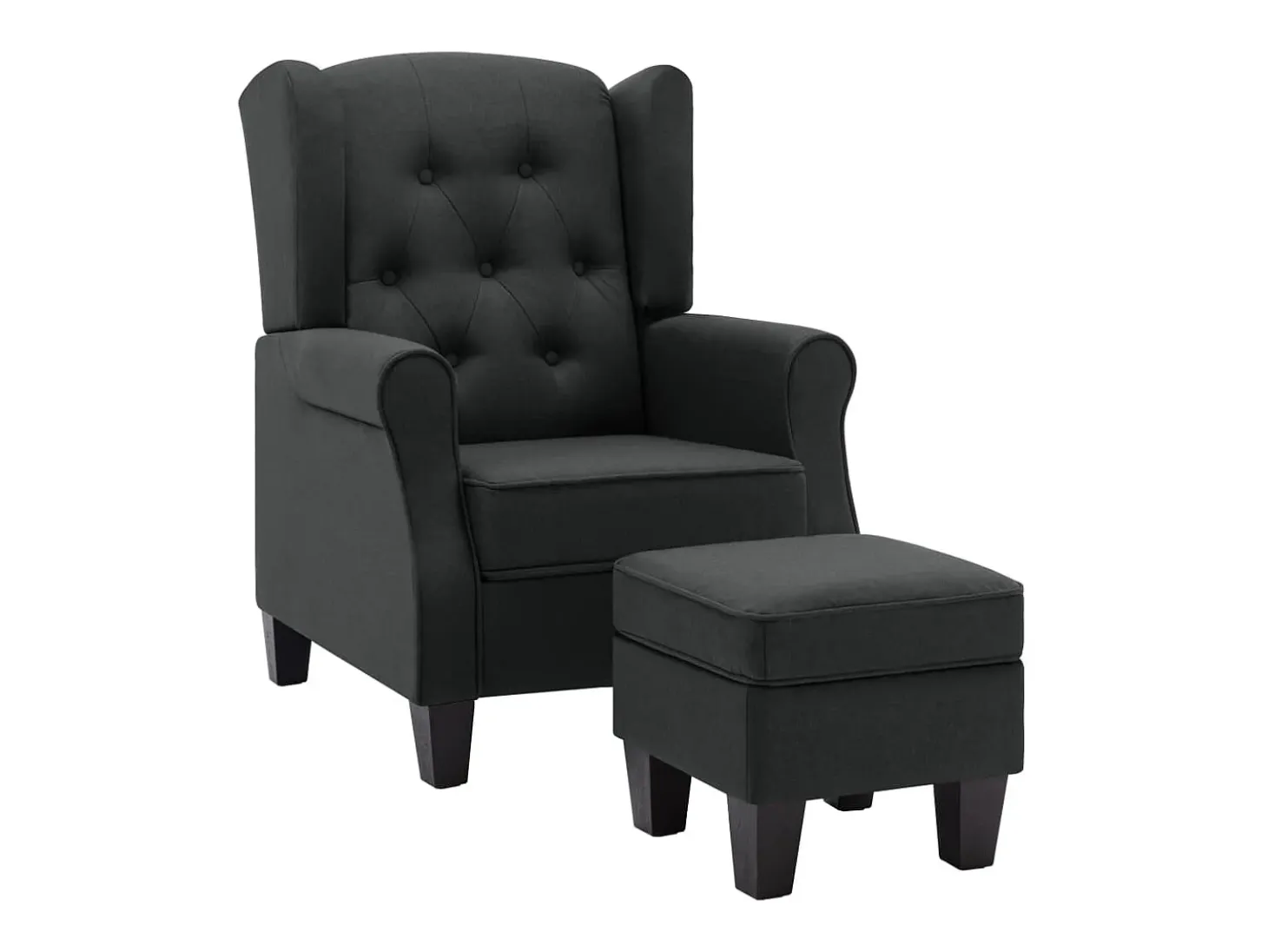 Sillón con taburete reposapiés tela gris oscuro