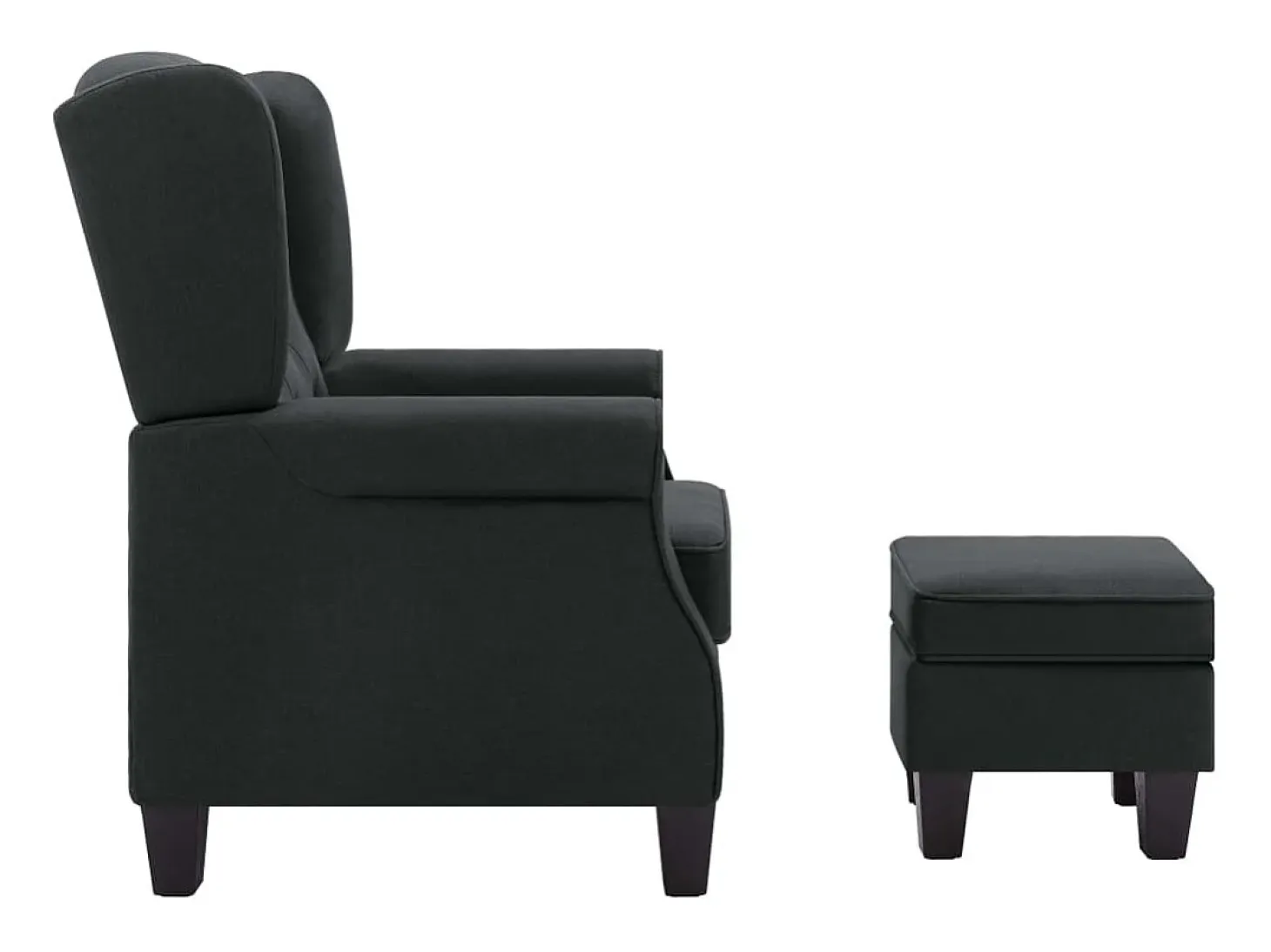 Sillón con taburete reposapiés tela gris oscuro
