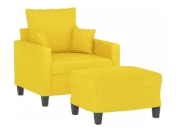 Sillón con taburete tela amarillo claro 60 cm