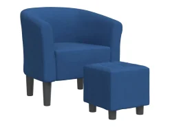 Sillón con taburete tela azul