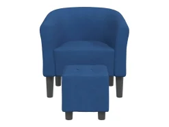 Sillón con taburete tela azul