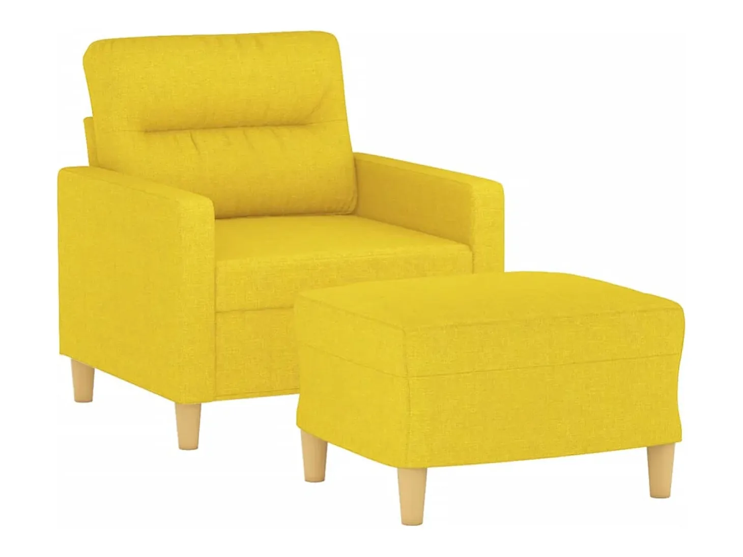 Sillón con taburete tela amarillo claro 60 cm