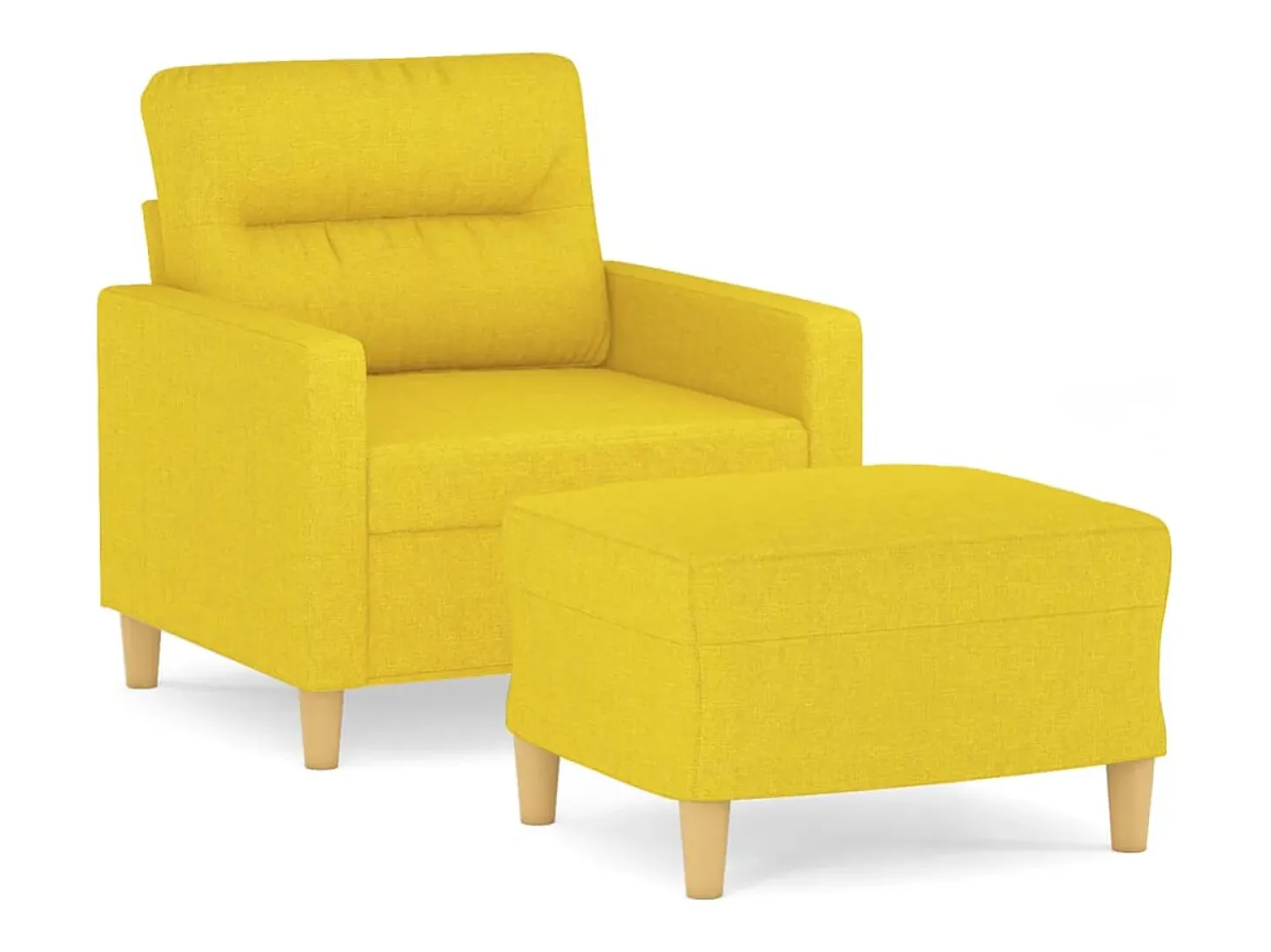 Sillón con taburete tela amarillo claro 60 cm
