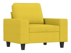 Sillón con taburete tela amarillo claro 60 cm