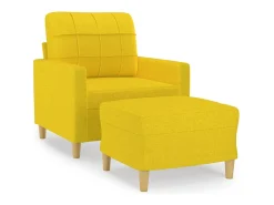 Sillón con taburete tela amarillo claro 60 cm
