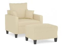 Sillón con taburete tela crema 60 cm