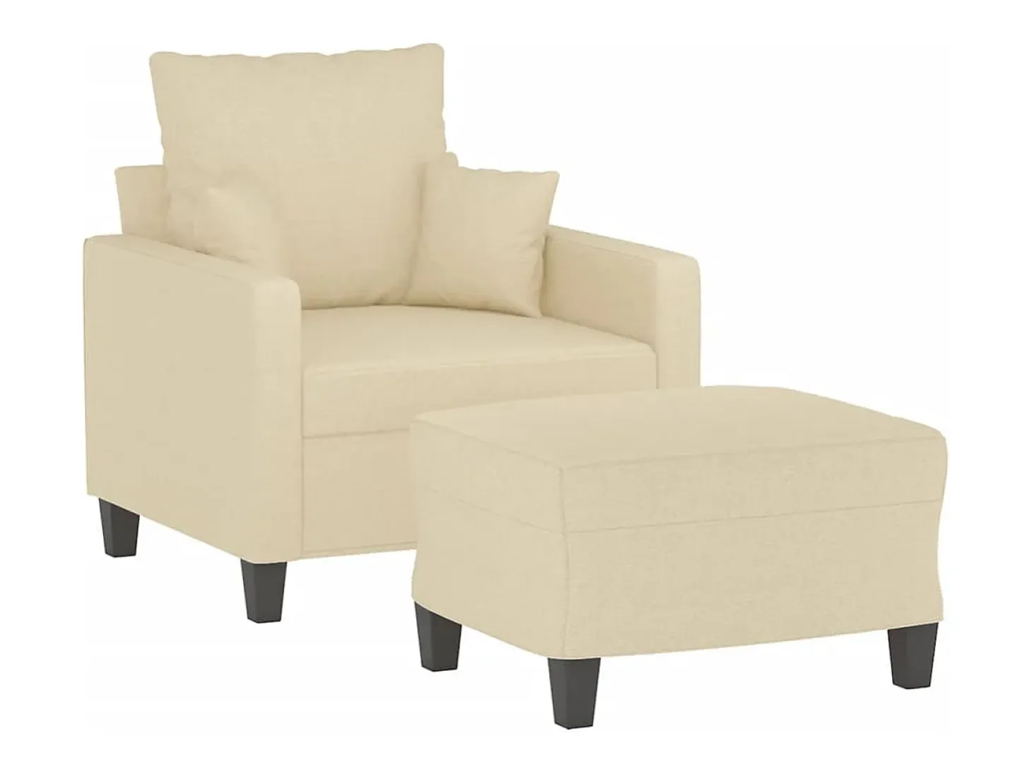 Sillón con taburete tela crema 60 cm