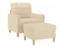 Sillón con taburete tela crema 60 cm