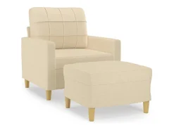 Sillón con taburete tela crema 60 cm