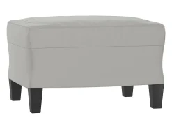 Sillón con taburete tela de microfibra gris claro 60 cm