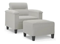 Sillón con taburete tela de microfibra gris claro 60 cm
