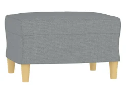 Sillón con taburete tela gris claro 60 cm