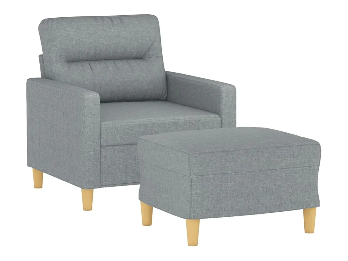 Sillón con taburete tela gris claro 60 cm