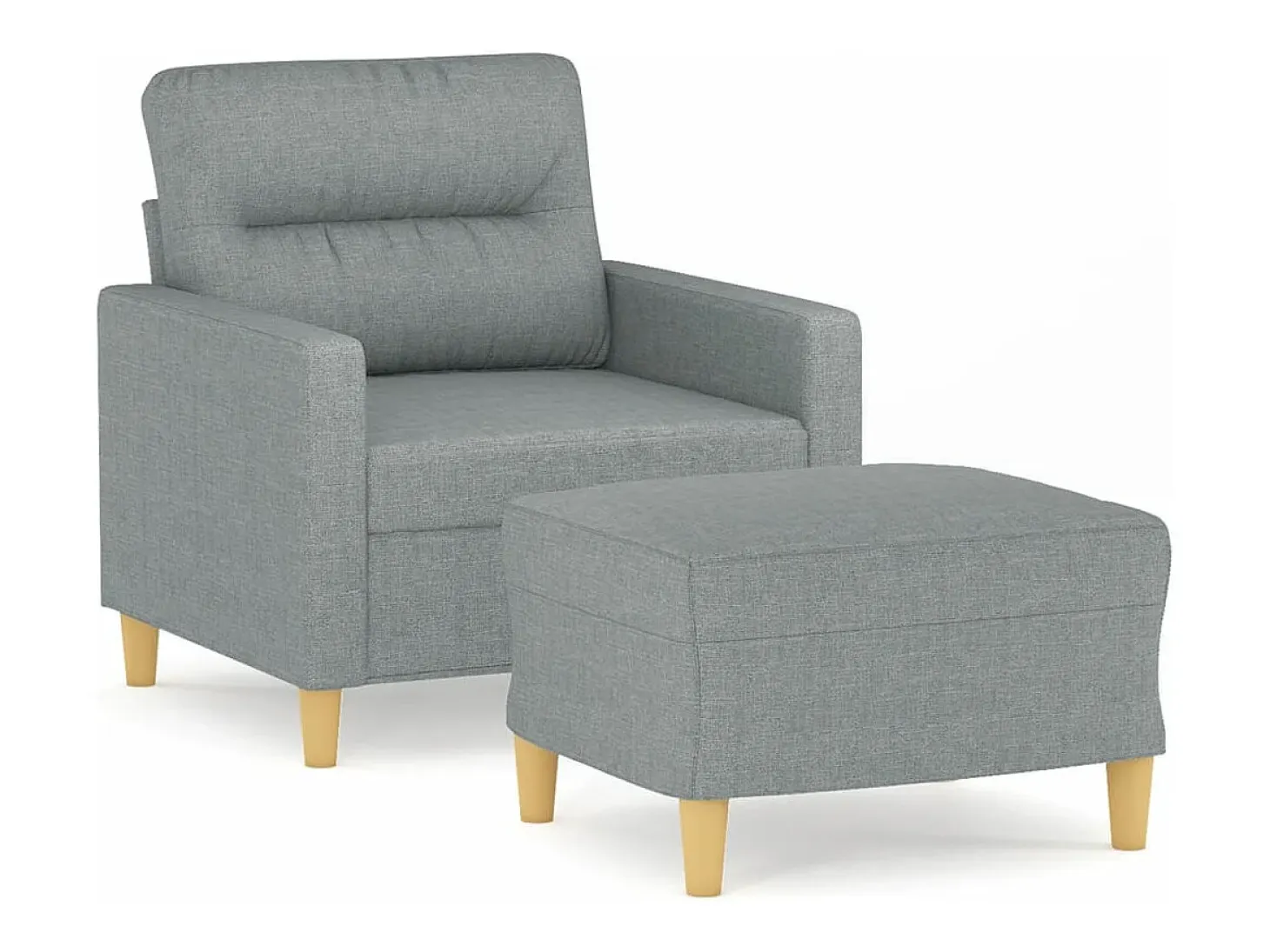 Sillón con taburete tela gris claro 60 cm