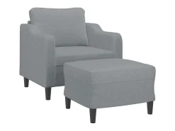 Sillón con taburete tela gris claro 60 cm