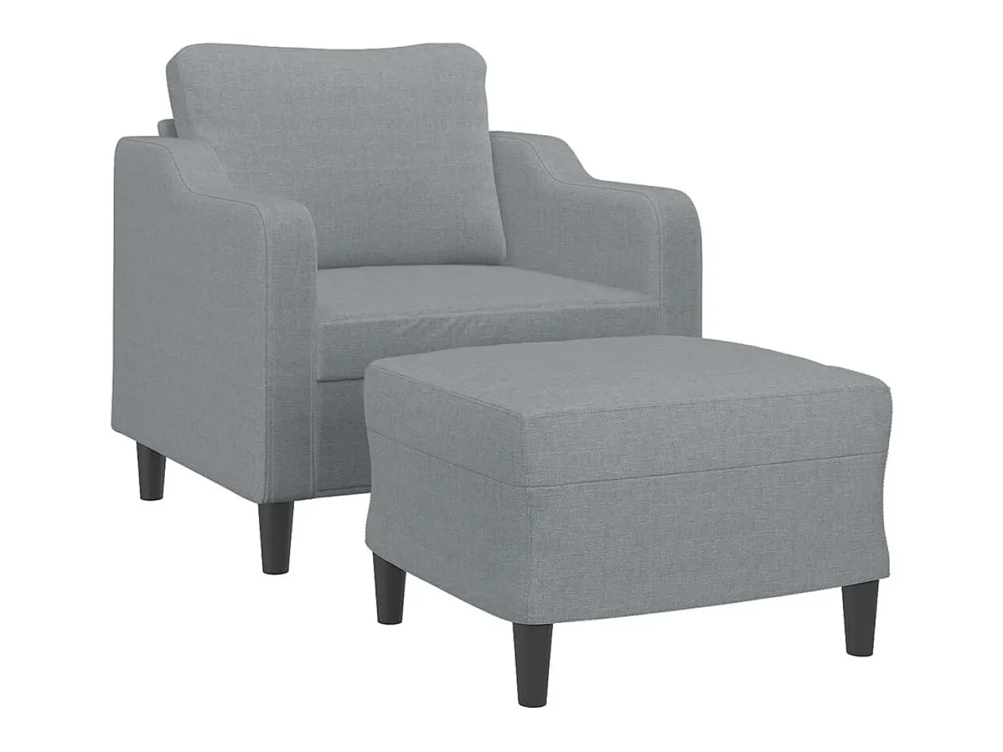 Sillón con taburete tela gris claro 60 cm