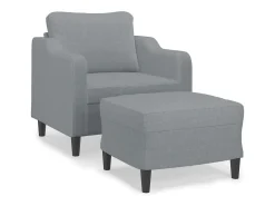 Sillón con taburete tela gris claro 60 cm