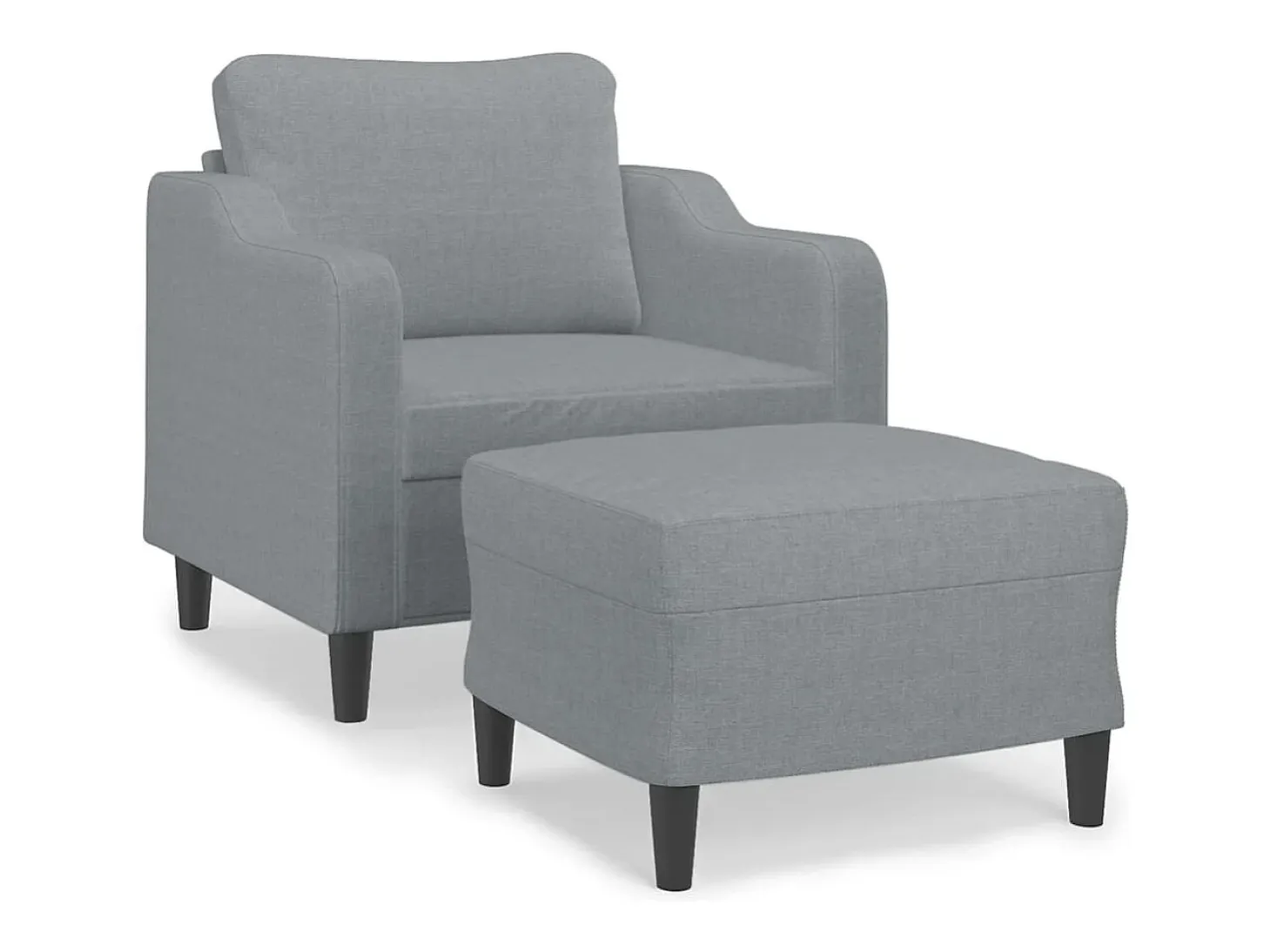 Sillón con taburete tela gris claro 60 cm