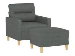Sillón con taburete tela gris oscuro 60 cm