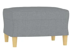 Sillón con taburete tela gris claro 60 cm
