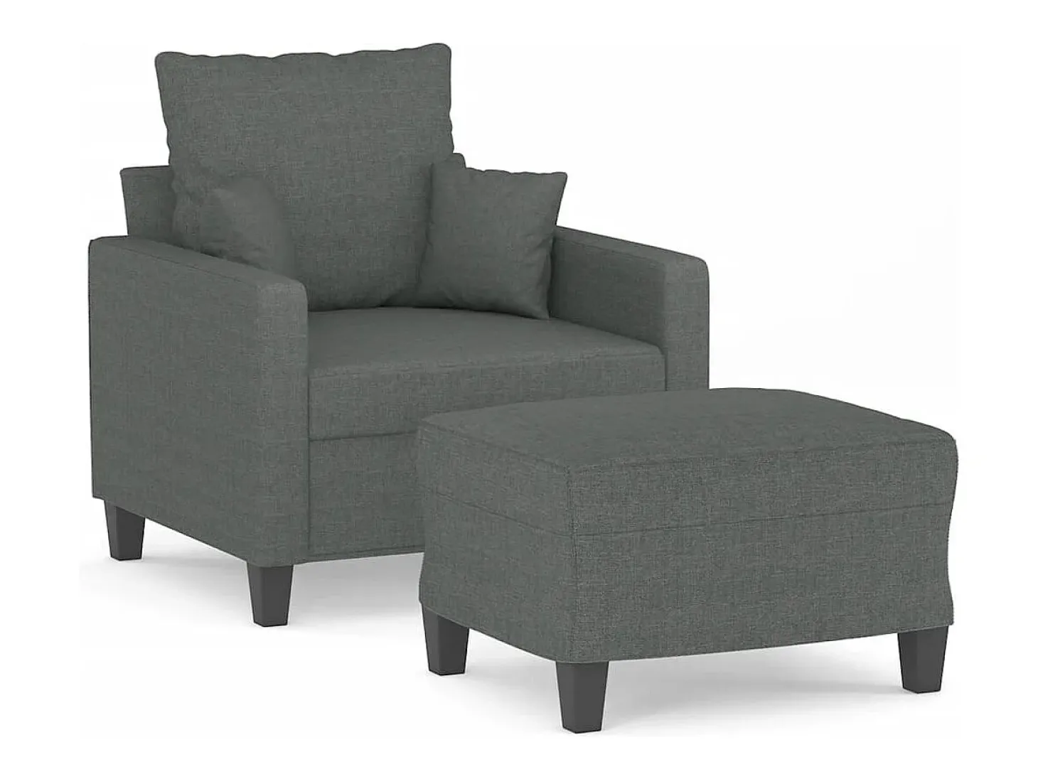 Sillón con taburete tela gris oscuro 60 cm