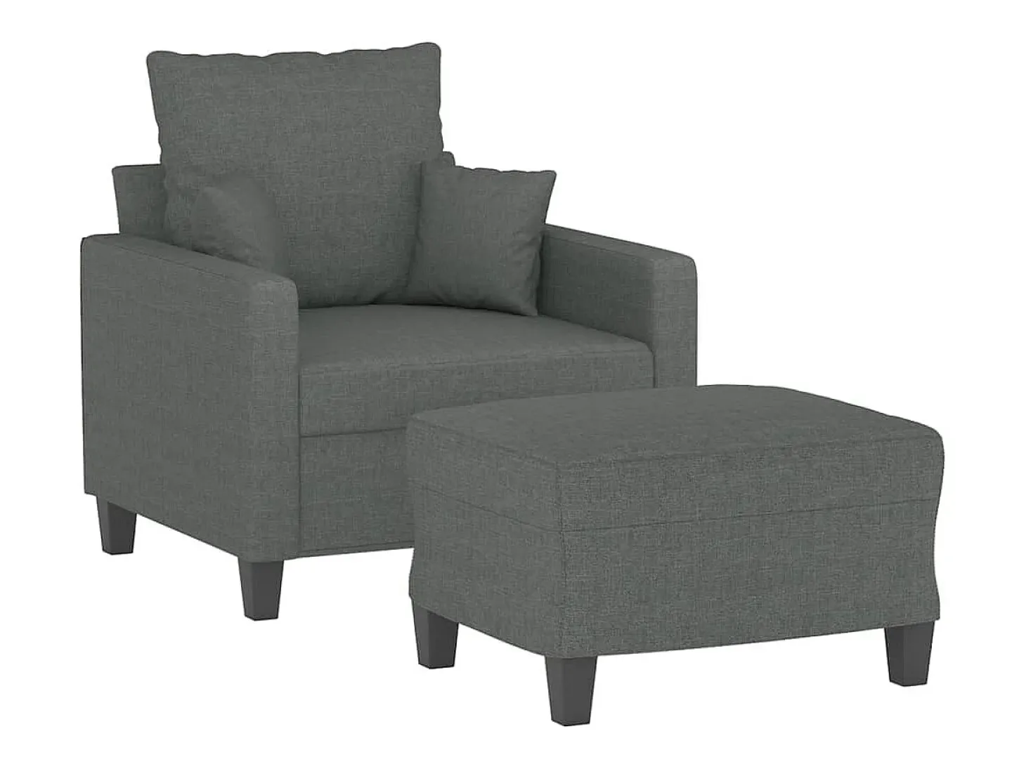 Sillón con taburete tela gris oscuro 60 cm