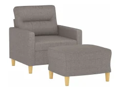 Sillón con taburete tela gris taupe 60 cm