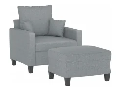 Sillón con taburete tela gris claro 60 cm