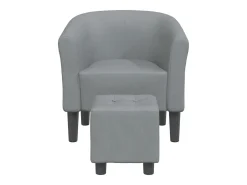 Sillón con taburete tela gris claro