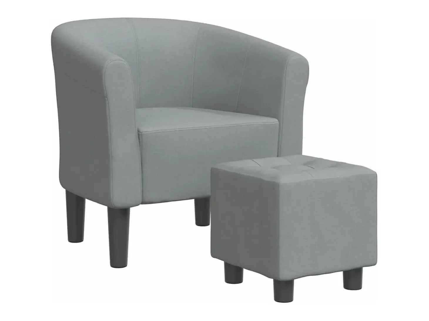 Sillón con taburete tela gris claro