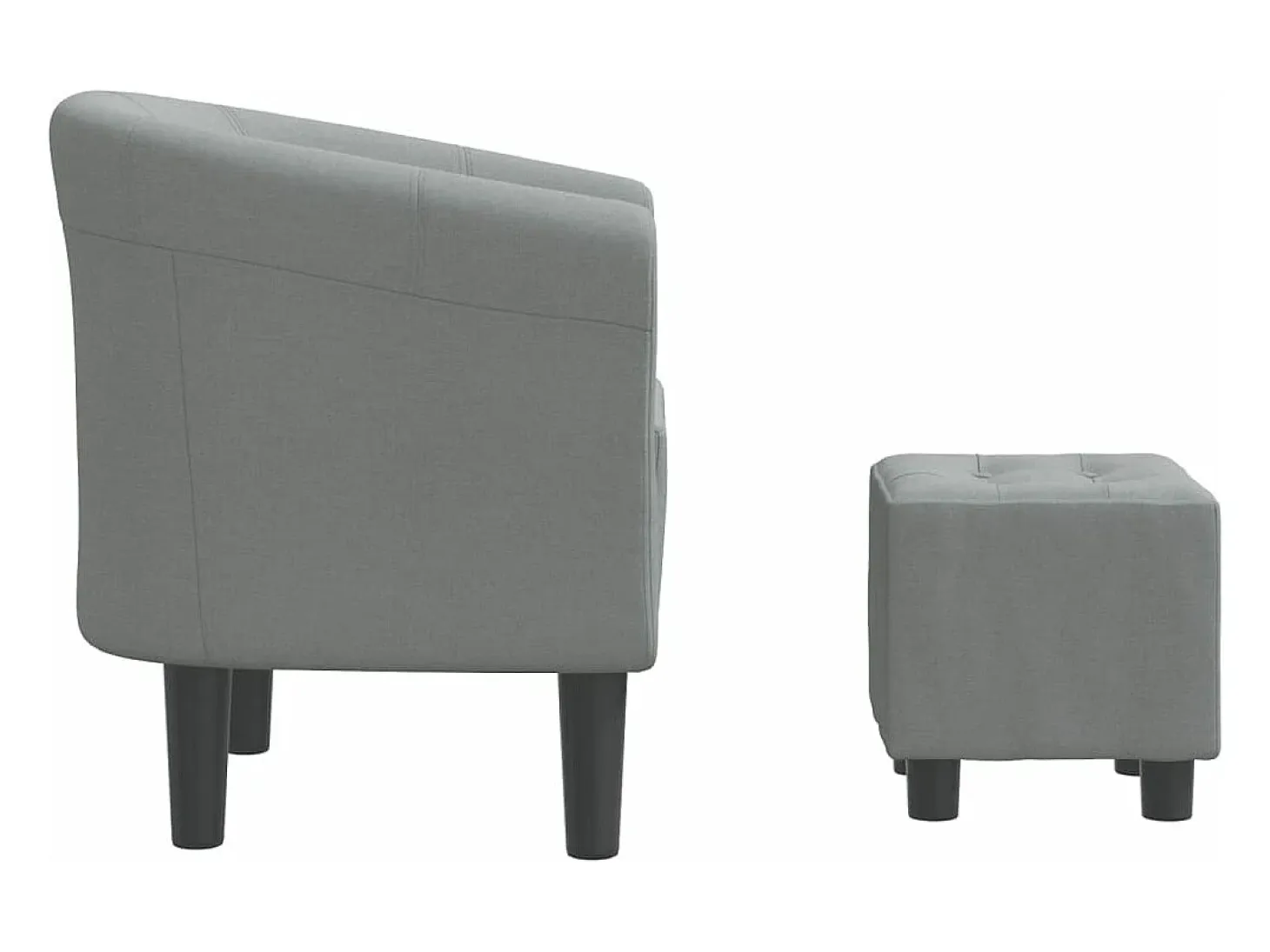 Sillón con taburete tela gris claro