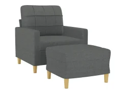 Sillón con taburete tela gris oscuro 60 cm ES22207