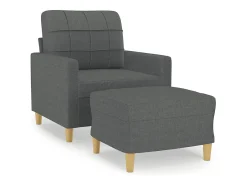 Sillón con taburete tela gris oscuro 60 cm ES22207