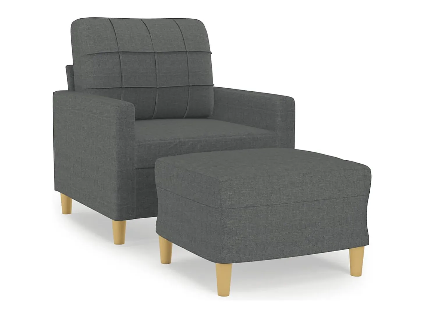 Sillón con taburete tela gris oscuro 60 cm ES22207