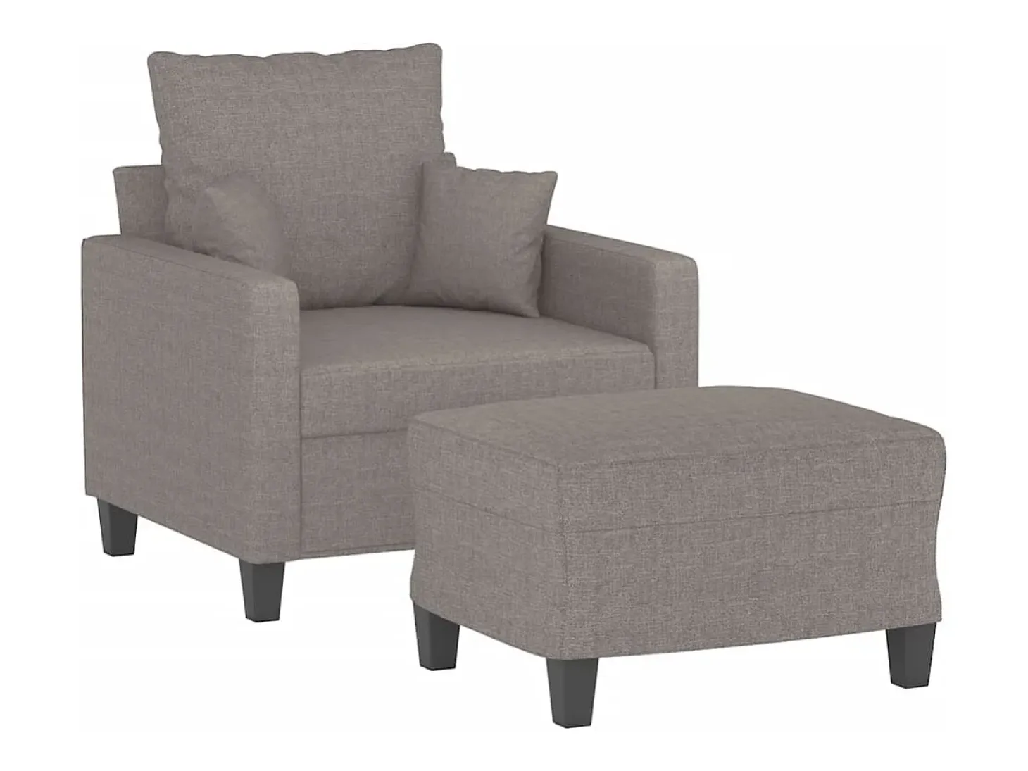 Sillón con taburete tela gris taupe 60 cm