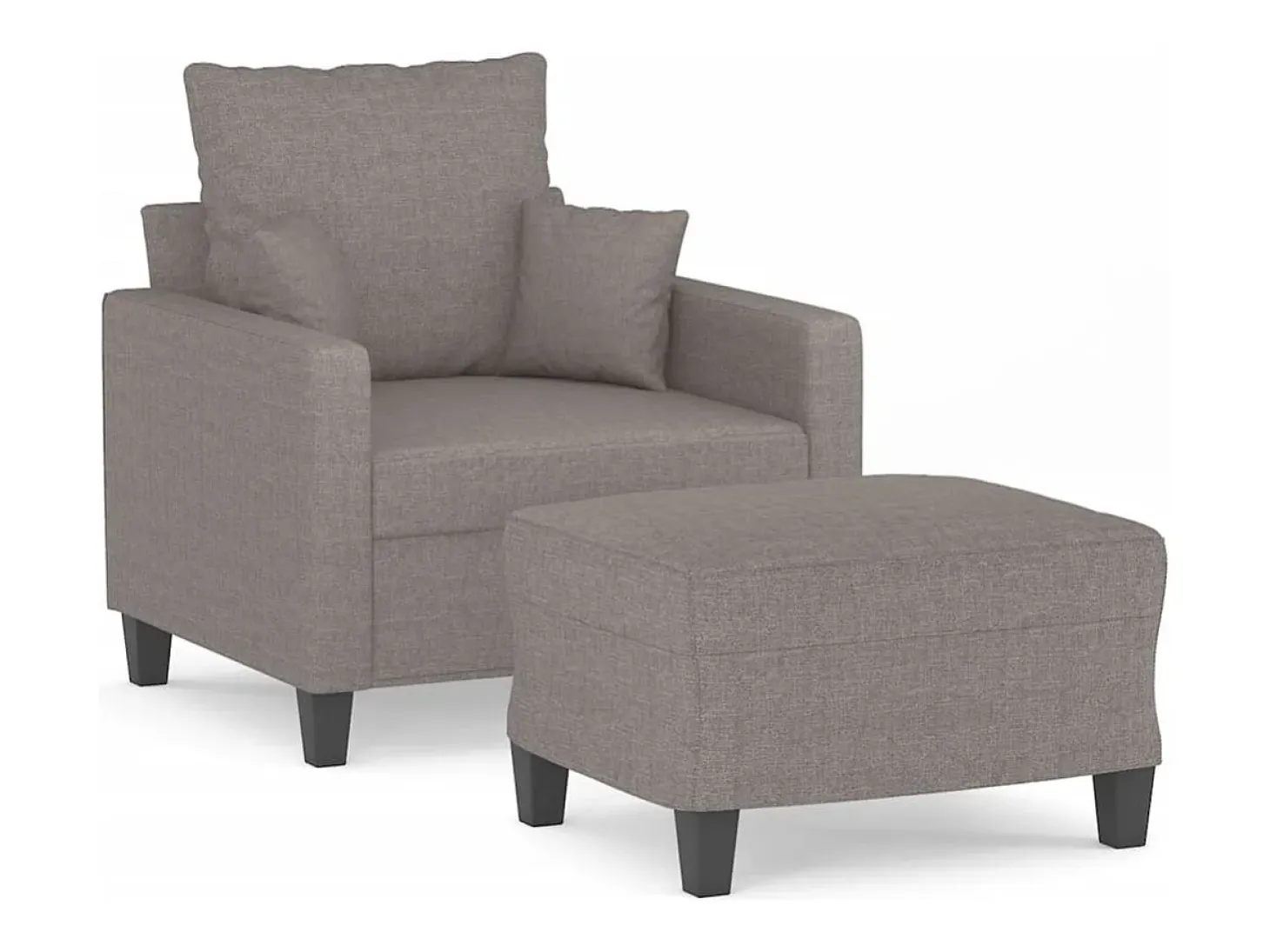 Sillón con taburete tela gris taupe 60 cm
