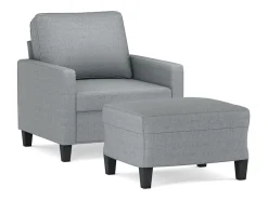 Sillón con taburete tela gris claro 60 cm