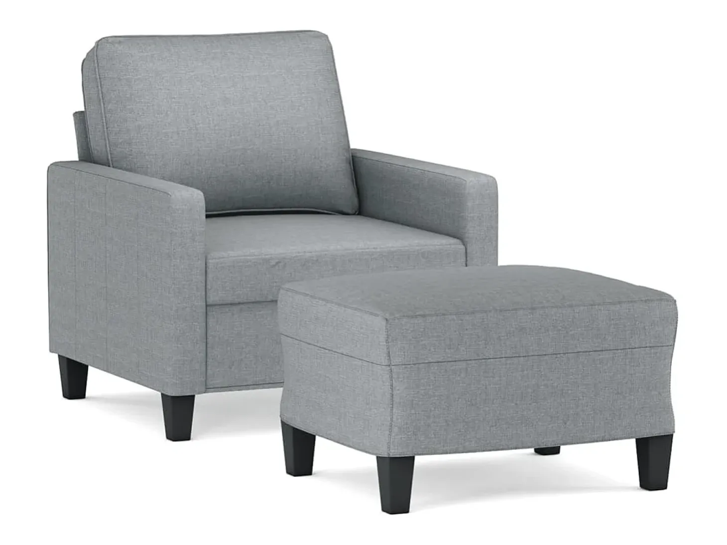 Sillón con taburete tela gris claro 60 cm